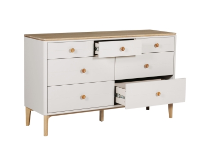 Vida Living Marlow Wide Chest of 7 Drawers in Cashmere Oak and Taupe