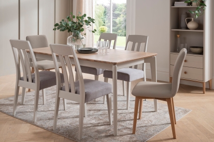 Vida Living Marlow Ext 125-165cm Dining Table Set in Cashmere Oak and Taupe