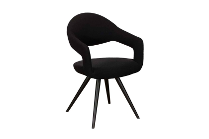 Jasmine Boucle Fabric Black Dining Chair (Pair)