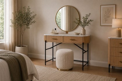 Reed Mango Wood & Marble Dressing Table