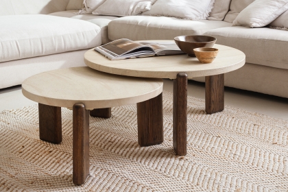 Ida Small Nesting Coffee Table with Travertine Stone Top