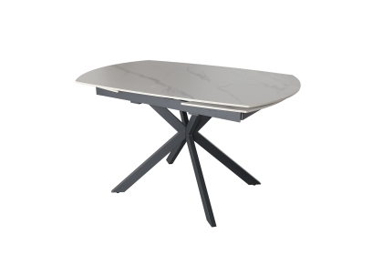 Sintered Stone 140-200cm Twist Extending Dining Table in White Sintered Stone 140-200cm Twist Extending Dining Table in White