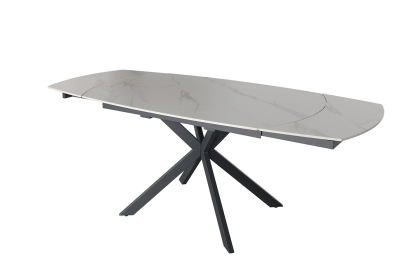 Sintered Stone 140-200cm Twist Extending Dining Table in White Sintered Stone 140-200cm Twist Extending Dining Table in White