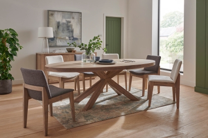 Feltz Smoked Oak and Fabric Dining Chairs in Dark Grey