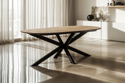 Sadie Industrial 160cm Dining Table in Oak Finish