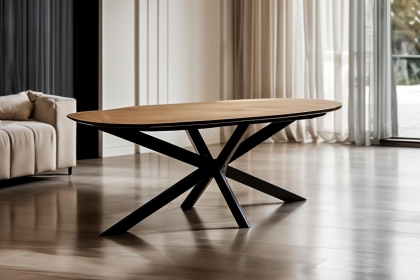 Sadie Industrial 200cm Dining Table in Oak Finish
