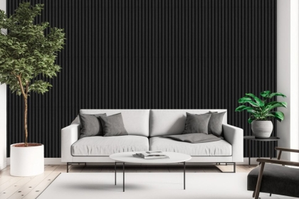 Pack of 2 - Dark Grey Decorative Acoustic Slat Wall Panel - 2400mm x 600mm