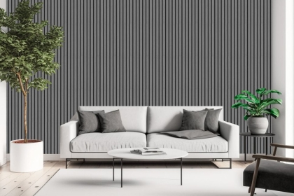 Pack of 2 - Light Grey Decorative Acoustic Slat Wall Panel - 2400mm x 600mm Pack of 2 - Light Grey Decorative Acoustic Slat Wall Panel - 2400mm x 600mm