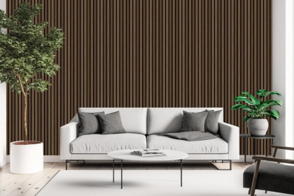 Pack of 2 - Walnut Decorative Acoustic Slat Wall Panel - 2400mm x 600mm Pack of 2 - Walnut Decorative Acoustic Slat Wall Panel - 2400mm x 600mm