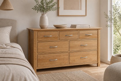 Devon Solid Oak 3 Over 4 Chest of Drawers