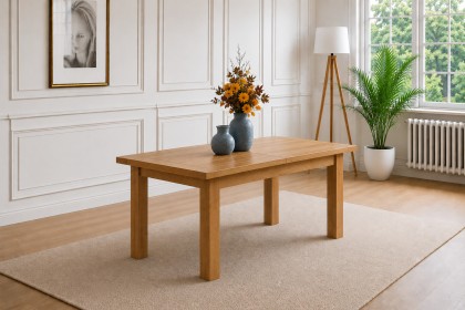 Devon 100% Solid Oak 4'4" Extendable Dining Table (2 Leaf)