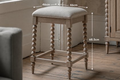Gallery Direct Artisan Limewash Oak Bar Stool with Bobbin Detail Gallery Direct Artisan Limewash Oak Bar Stool with Bobbin Detail