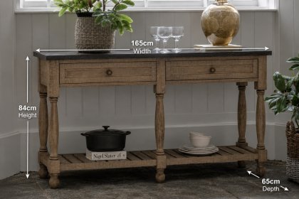 Gallery Direct Vancouver Rustic Pine Console Table with Marble Top