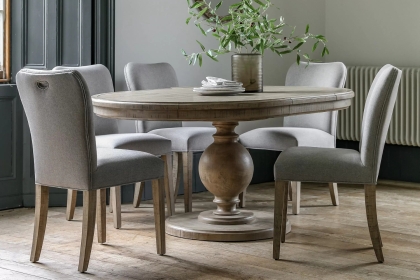 Gallery Direct Vancouver Rustic Pine Round Extending 120-160cm Dining Table & x4 Chairs Gallery Direct Vancouver Rustic Pine Round Extending 120-160cm Dining Table & x4 Chairs