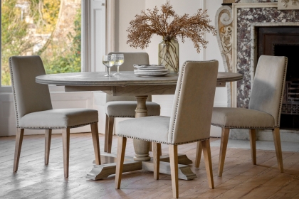Gallery Direct Rustique French Colonial Round Extending Dining Table Set & 4 Rex Dining Chairs Gallery Direct Rustique French Colonial Round Extending Dining Table Set & 4 Rex Dining Chairs