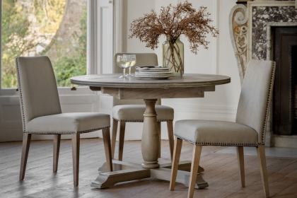 Gallery Direct Rustique French Colonial Round Extending Dining Table Set & 4 Rex Dining Chairs Gallery Direct Rustique French Colonial Round Extending Dining Table Set & 4 Rex Dining Chairs