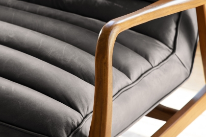 Gallery Direct Datsun Antique Ebony Leather 2 Seater Sofa