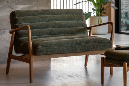 Gallery Direct Datsun Green Boucle Fabric 2 Seater Sofa