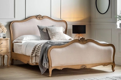 Gallery Direct Chic Weathered Linen Upholstered Bed Frame Gallery Direct Chic Weathered Linen Upholstered Bed Frame