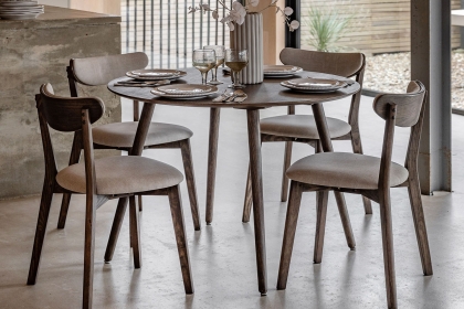 Gallery Direct Hatfield Smoked Oak 110cm Round Dining Table Gallery Direct Hatfield Smoked Oak 110cm Round Dining Table