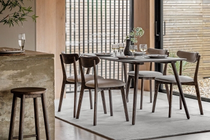 Gallery Direct Hatfield Smoked Oak 150cm Large Rectangular Dining Table Set & x4 Chairs