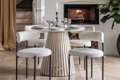 Gallery Direct Aveley Set of 2 Vanilla Boucle Dining Chairs