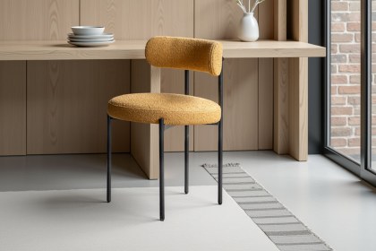 Gallery Direct Aveley Set of 2 Ochre Boucle Dining Chairs