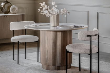 Gallery Direct Marmo Mango Wood Round Dining Table with Marble Top
