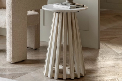 Gallery Direct Soho Mango Wood Side Table with Marble Top