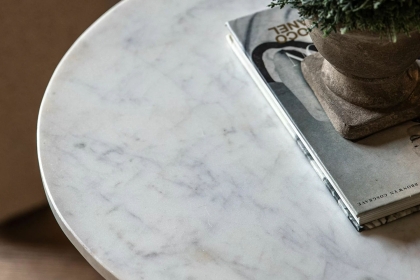 Gallery Direct Soho Mango Wood Side Table with Marble Top