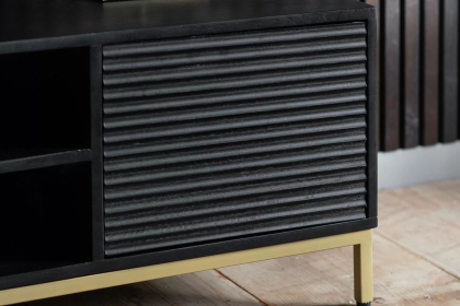 Gallery Direct Ripple Mango Wood Black & Gold Media TV Unit Gallery Direct Ripple Mango Wood Black & Gold Media TV Unit