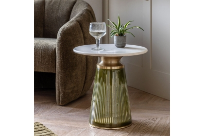 Gallery Direct Seville Green Dusk Glass and Marble Top Side Table Gallery Direct Seville Green Dusk Glass and Marble Top Side Table