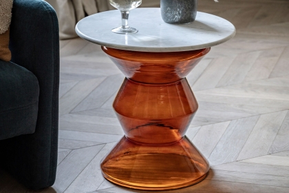 Gallery Direct Turin Orange Glass and Marble Top Side Table Gallery Direct Turin Orange Glass and Marble Top Side Table
