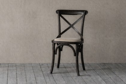 Gallery Direct Set of 2 Cafe Black Oak Dining Chairs with Linen Seat Gallery Direct Set of 2 Cafe Black Oak Dining Chairs with Linen Seat