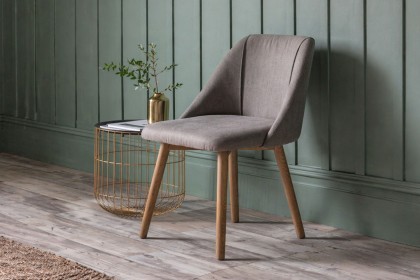 Gallery Direct Set of 2 Elliot Fabric Dining Chairs in Slate Grey Linen