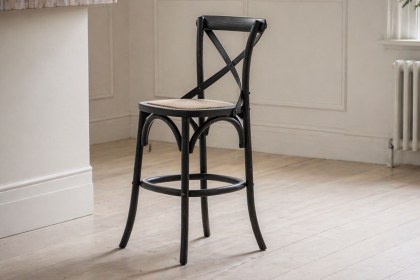 Gallery Direct Set of 2 Cafe Black Oak Bar Stools with Rattan Seat Gallery Direct Set of 2 Cafe Black Oak Bar Stools with Rattan Seat