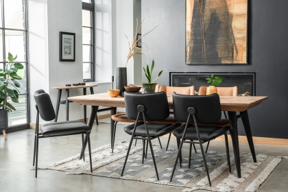 Franklin Reclaimed Wood 160-200cm Extending Dining Table Set & 4 Jack Black Dining Chairs Franklin Reclaimed Wood 160-200cm Extending Dining Table Set & 4 Jack Black Dining Chairs