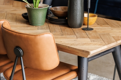 Franklin Reclaimed Wood 160-200cm Extending Dining Table Set & 4 Jack Cognac Dining Chairs Franklin Reclaimed Wood 160-200cm Extending Dining Table Set & 4 Jack Cognac Dining Chairs