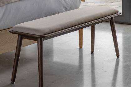 Gallery Direct Hatfield Smoked Oak Upholstered Bench