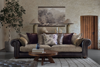 Atlantis Fabric & Leather Mix Pillow Back 4 Seater Sofa