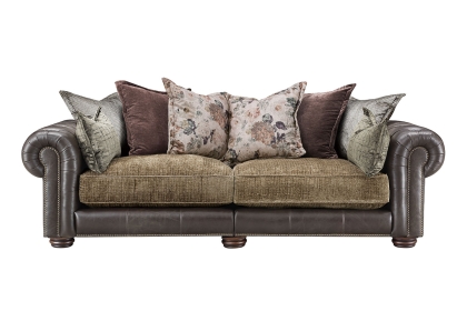 Atlantis Fabric & Leather Mix Pillow Back 3 Seater Sofa