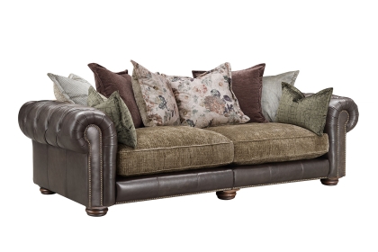 Atlantis Fabric & Leather Mix Pillow Back 3 Seater Sofa
