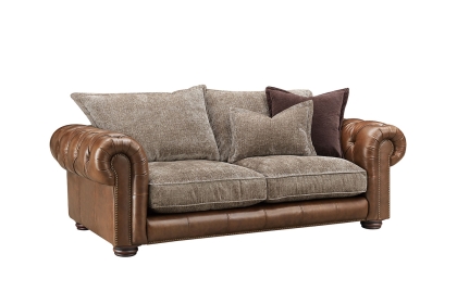 Atlantis Fabric & Leather Mix Standard Back 3 Seater Sofa