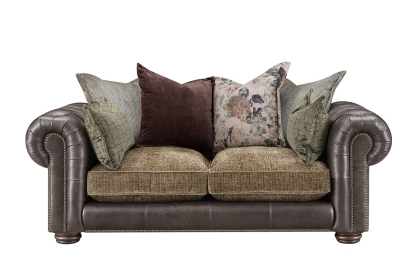 Atlantis Fabric & Leather Mix Pillow Back 2 Seater Sofa