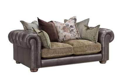 Atlantis Fabric & Leather Mix Pillow Back 2 Seater Sofa
