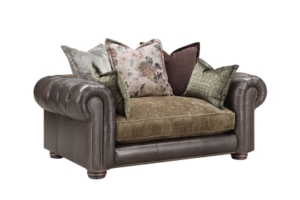 Atlantis Fabric & Leather Mix Pillow Back 1.5 Seater Sofa