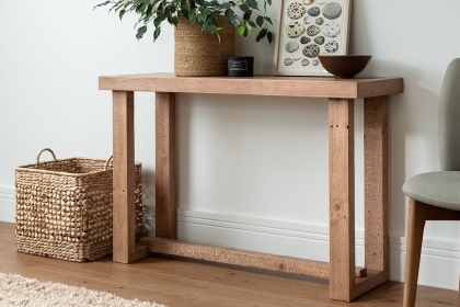 Oakley Reclaimed Wood Console Table in Rustic Buff Finish