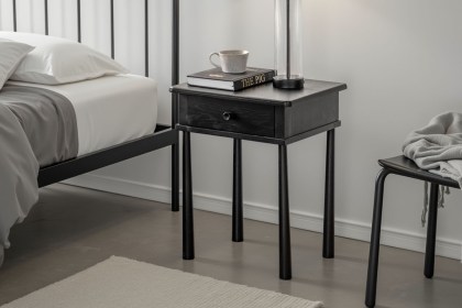 Gallery Direct Wycombe Black Oak 1 Drawer Bedside Table