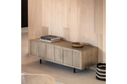 Gallery Direct Panelled Smoked Oak Media TV Unit Gallery Direct Panelled Smoked Oak Media TV Unit