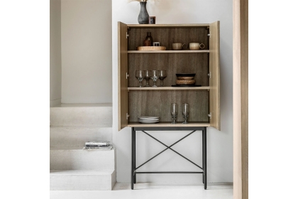 Gallery Direct Panelled Smoked Oak Cocktail Cabinet